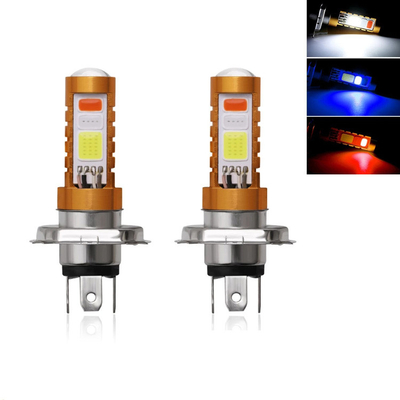주문 3 색 COB는 전조등 H4에게 H6 80W P15D BA20D 하얀 파란색 빨간색을 보내게 했습니다 online manufacture