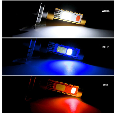 3 색 COB는 전조등 H4에게 H6 80W P15D BA20D 하얀 파란색 빨간색을 보내게 했습니다