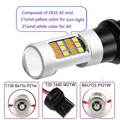 2835 42SMD 이중색은 제동등 턴 시그널 7440 T20  CANBUS가 스트로보인 것 방지하도록 유도했습니다