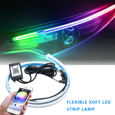 네온사인 방수 스위치백 자동차 주간용 전조등 RGB APP 제어 DRL 12 볼트