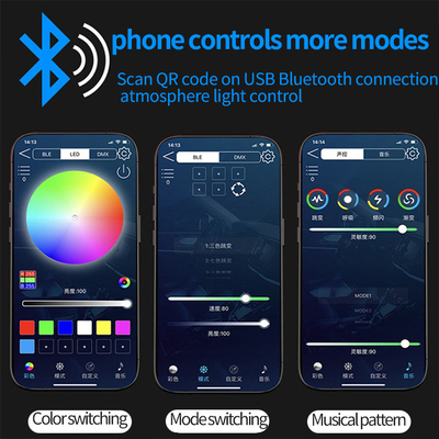 DC5V-12V RGB LED 자동차 실내 장식 분위기 가벼운 아크릴 APP 제어 숨겨진 스타일