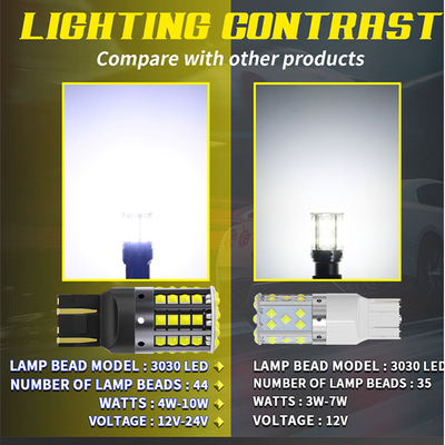 흰 알루미늄 합금 LED 회전 신호 1156 1157 T20 3030 44SMD 역전등 12V 24V