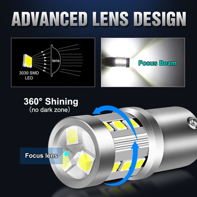 유니버설 화이트 LED 자동차 턴 신호등1156 1157 3030 15SMD LED 전구 화이트 노란색 Canbus 번호판 내부 LED