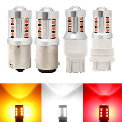 유니버설 화이트 LED 자동차 턴 신호등1156 1157 3030 15SMD LED 전구 화이트 노란색 Canbus 번호판 내부 LED