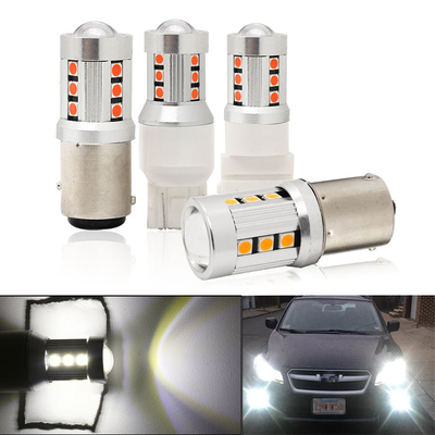 유니버설 화이트 LED 자동차 턴 신호등1156 1157 3030 15SMD LED 전구 화이트 노란색 Canbus 번호판 내부 LED