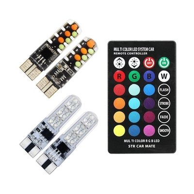 밝기 새로운 유형의 자동차 내부 LED 전구 T10 5050 6SMD RGB 색상 RGB와 함께 리모컨 스트로브 깜박이는 빛