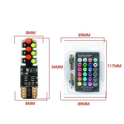 밝기 새로운 유형의 자동차 내부 LED 전구 T10 5050 6SMD RGB 색상 RGB와 함께 리모컨 스트로브 깜박이는 빛