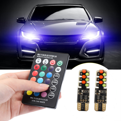 밝기 새로운 유형의 자동차 내부 LED 전구 T10 5050 6SMD RGB 색상 RGB와 함께 리모컨 스트로브 깜박이는 빛