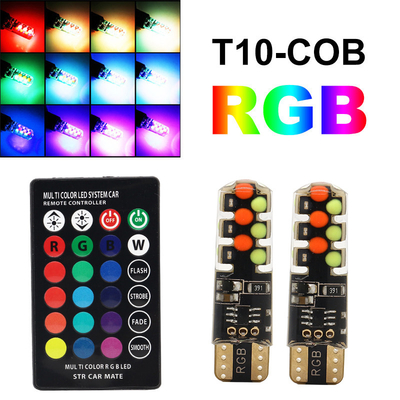 밝기 새로운 유형의 자동차 내부 LED 전구 T10 5050 6SMD RGB 색상 RGB와 함께 리모컨 스트로브 깜박이는 빛