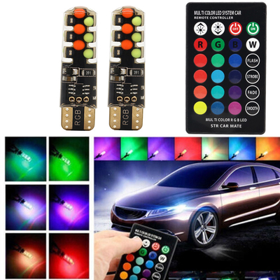 밝기 새로운 유형의 자동차 내부 LED 전구 T10 5050 6SMD RGB 색상 RGB와 함께 리모컨 스트로브 깜박이는 빛