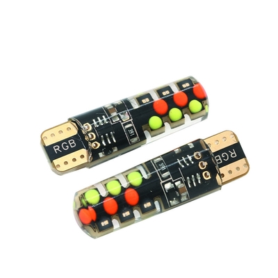 밝기 새로운 유형의 자동차 내부 LED 전구 T10 5050 6SMD RGB 색상 RGB와 함께 리모컨 스트로브 깜박이는 빛