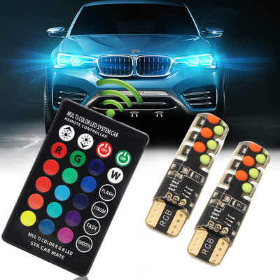 밝기 새로운 유형의 자동차 내부 LED 전구 T10 5050 6SMD RGB 색상 RGB와 함께 리모컨 스트로브 깜박이는 빛