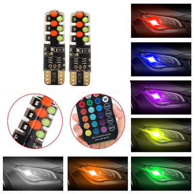 밝기 새로운 유형의 자동차 내부 LED 전구 T10 5050 6SMD RGB 색상 RGB와 함께 리모컨 스트로브 깜박이는 빛