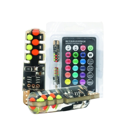 밝기 새로운 유형의 자동차 내부 LED 전구 T10 5050 6SMD RGB 색상 RGB와 함께 리모컨 스트로브 깜박이는 빛