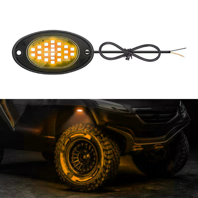 12V 방수 체스 라이트 2835 LED 단일 색 순백 24 LED 로크 라이트 트럭 쥬프 ATV UTV 오프로드 광