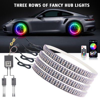 RGB SMD 5050 LED 스트립 IP67 방수 LED 자동차 휠 허브 컬러 라이트 RGB 휠 LED 라이트