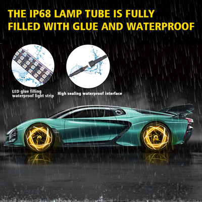 RGB SMD 5050 LED 스트립 IP67 방수 LED 자동차 휠 허브 컬러 라이트 RGB 휠 LED 라이트