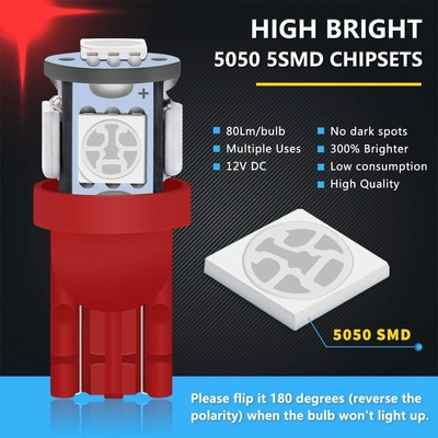 194 자동차 LED 라이트 전구 6500K는 T10 SMD 5050 칩을 억지로 밀어넣습니다